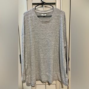 American Eagle AERIE | Oversized Gray Striped Crewneck Sweatshirt